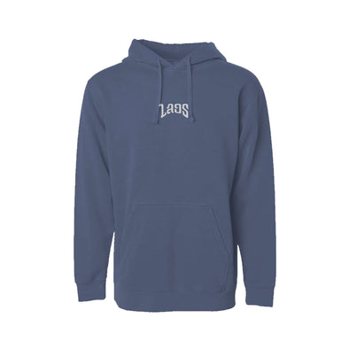 Embroidered Laos Script 2 Blue Pigment Hoodie