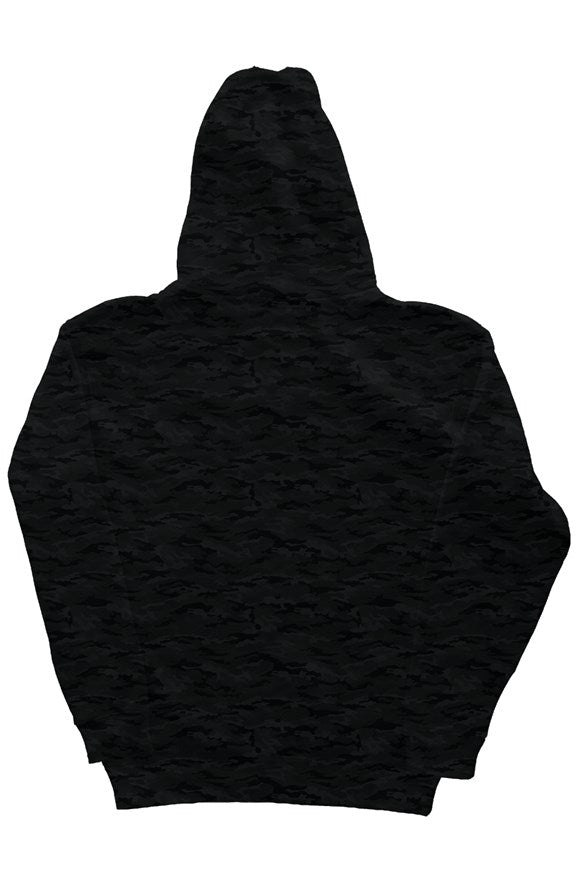 Laos Script Embroidered Logo Black Camo Hoodie