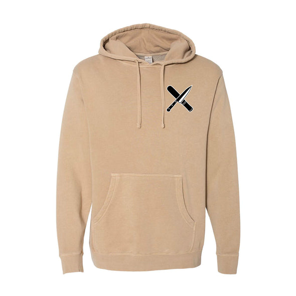 Sahk and Meet Embroidered Logo heavyweight pullover hoodie - Sandstone