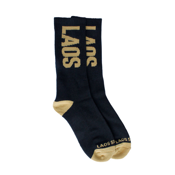 Laos Crew Socks - Black/Gold