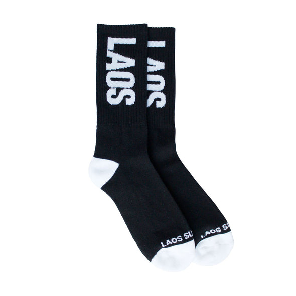 Laos Crew Socks - Black/White