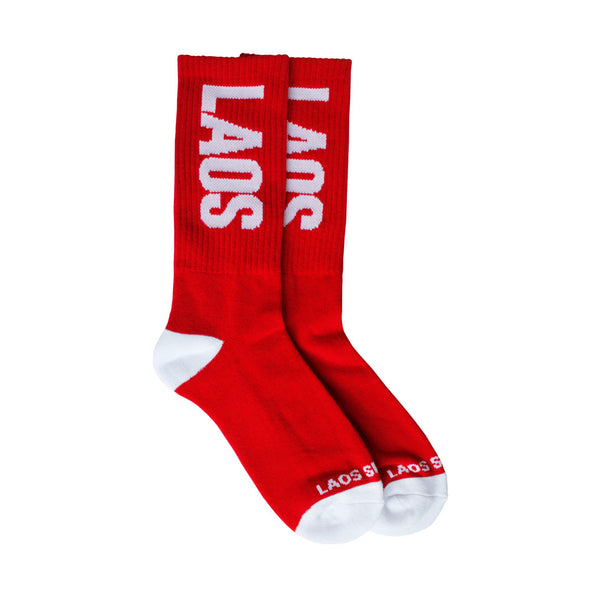 Laos Crew Socks - Red/White