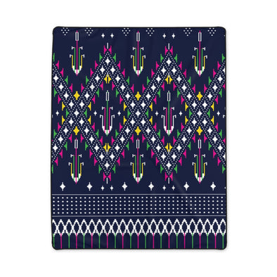 Lao Navy Traditional Textile Polyester Blanket