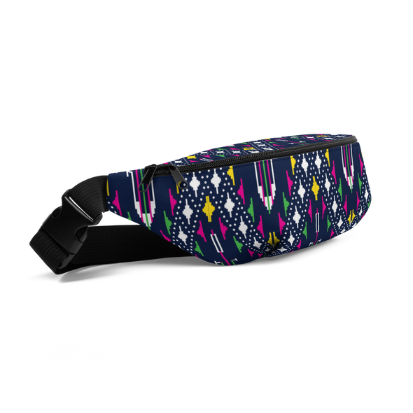 Lao Navy Traditional Textile Fanny Pack