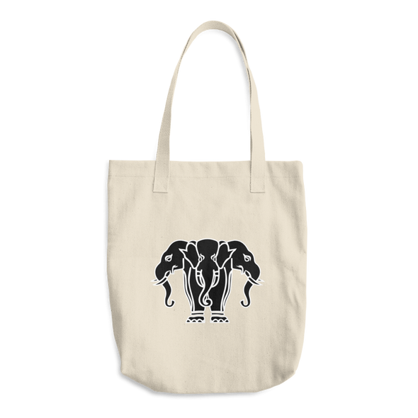 Three Head Elephant Cotton Tote Bag