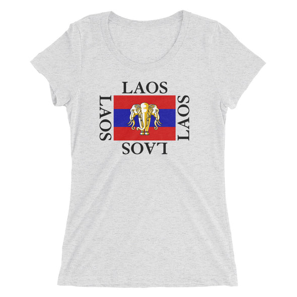 Laos Elephant Stripe Flag Ladies t-shirt