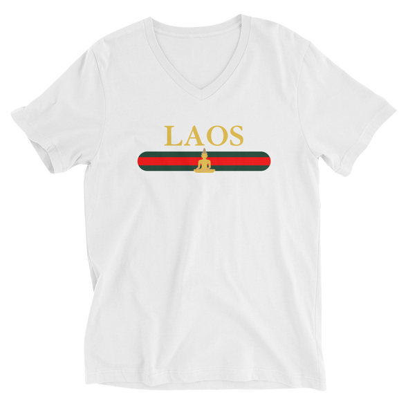 Laos Buddha Stripes V-Neck Unisex T-Shirt