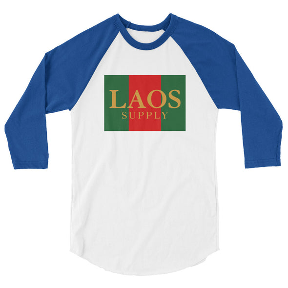 Laos Red Green Box 3/4 sleeve raglan shirt