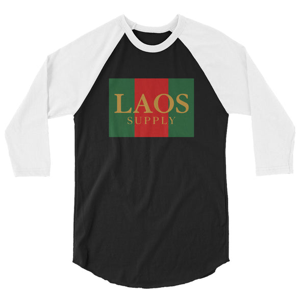 Laos Red Green Box 3/4 sleeve raglan shirt