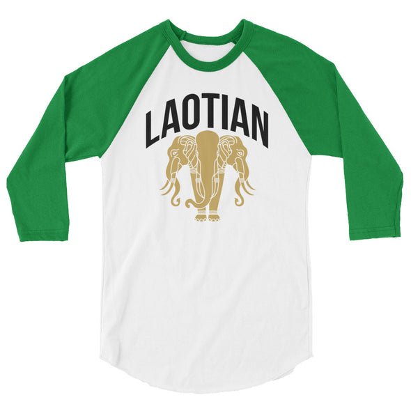Laotian Elephant 3/4 sleeve raglan shirt