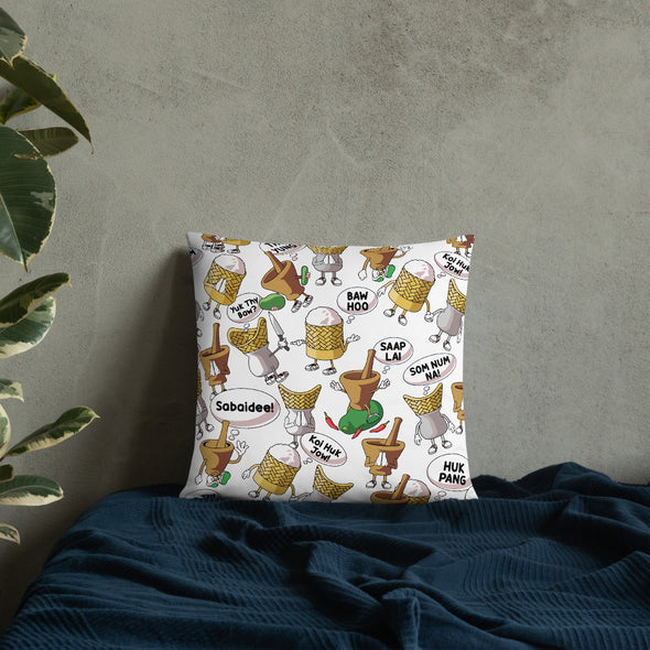 Lao Food Culture Character Pillow