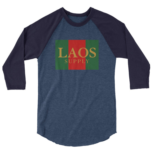 Laos Red Green Box 3/4 sleeve raglan shirt