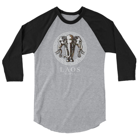 Golden Elephant Camo 3/4 sleeve raglan shirt