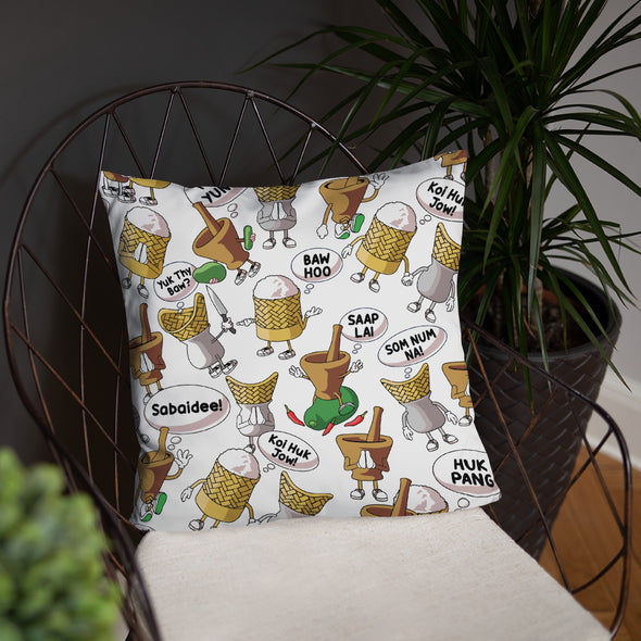 Lao Food Culture Character Pillow