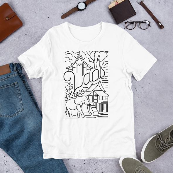Laos Line Art T-Shirt