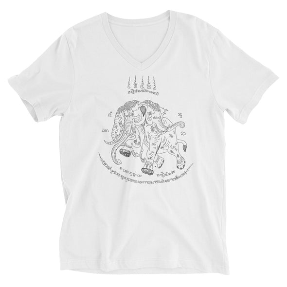 Traditional Elephant Tattoo V-Neck T-Shirt (JackBangerz)
