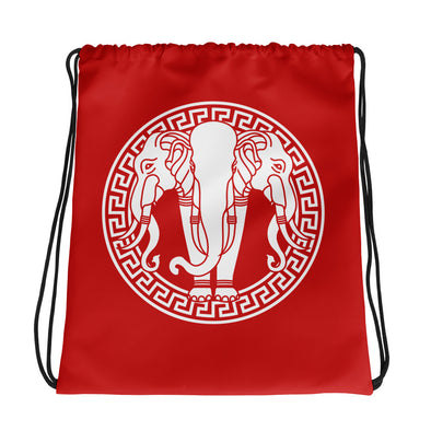 Golden Elephant Red Drawstring bag