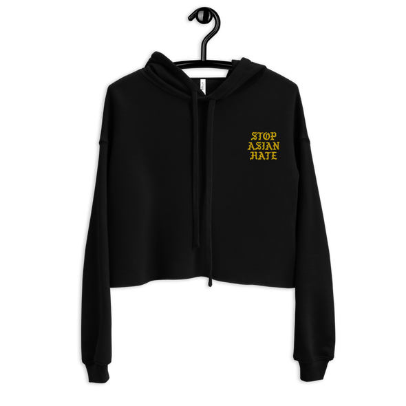 Stop Asian Hate Embroidered Logo Women's Crop Hoodie